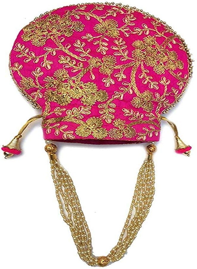STLYZ Women's Potli Bag (Set Of 2) Rajasthani Style Silk Potli Handbag Wristlet Clutch Batwa Golden Work Embroidery Potli Wedding Gift For Ladies Ethnic Women Fashion Potli - Image 5
